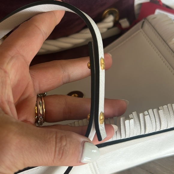 VALENTINO GARAVANI The Rope White Fringe Leather Shoulder Bag - Picture 10 of 10